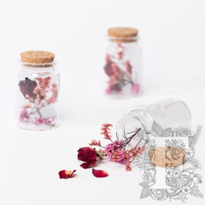 Dried flower - glass vial with cork - Small